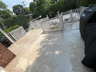 Freshly pressure washed deck