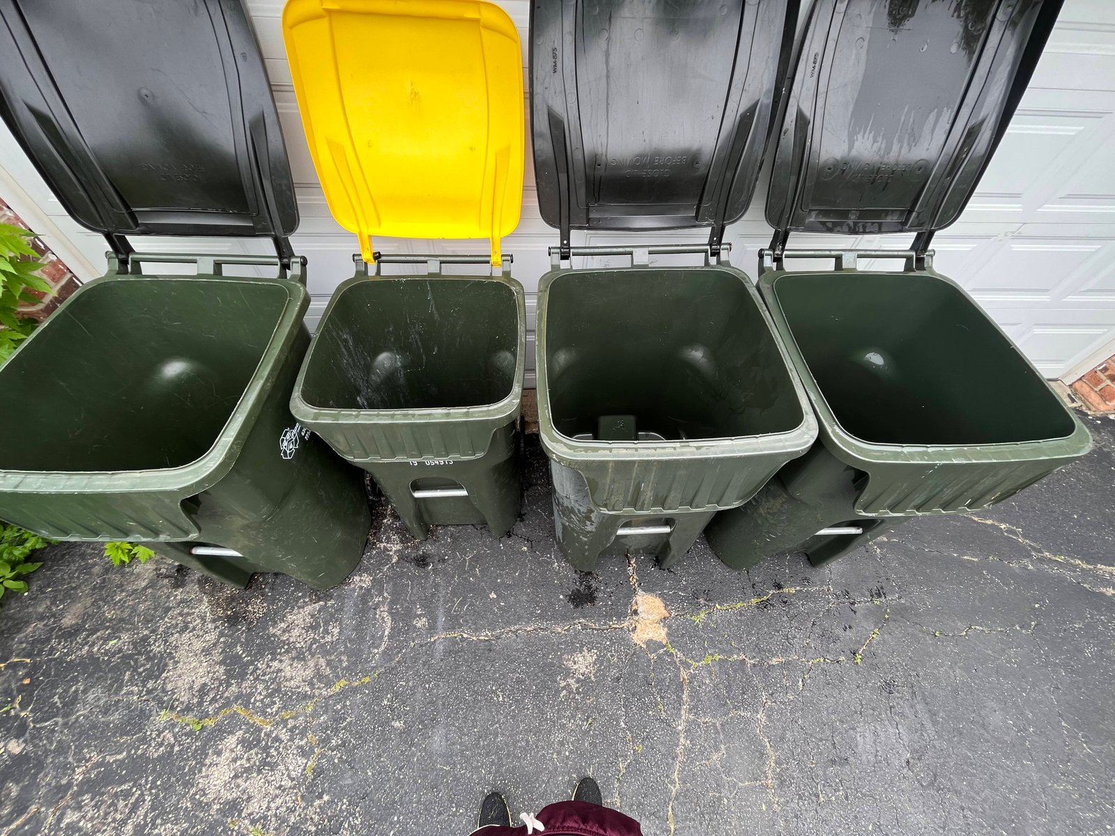 JMOC cleaned garbage bins lined up